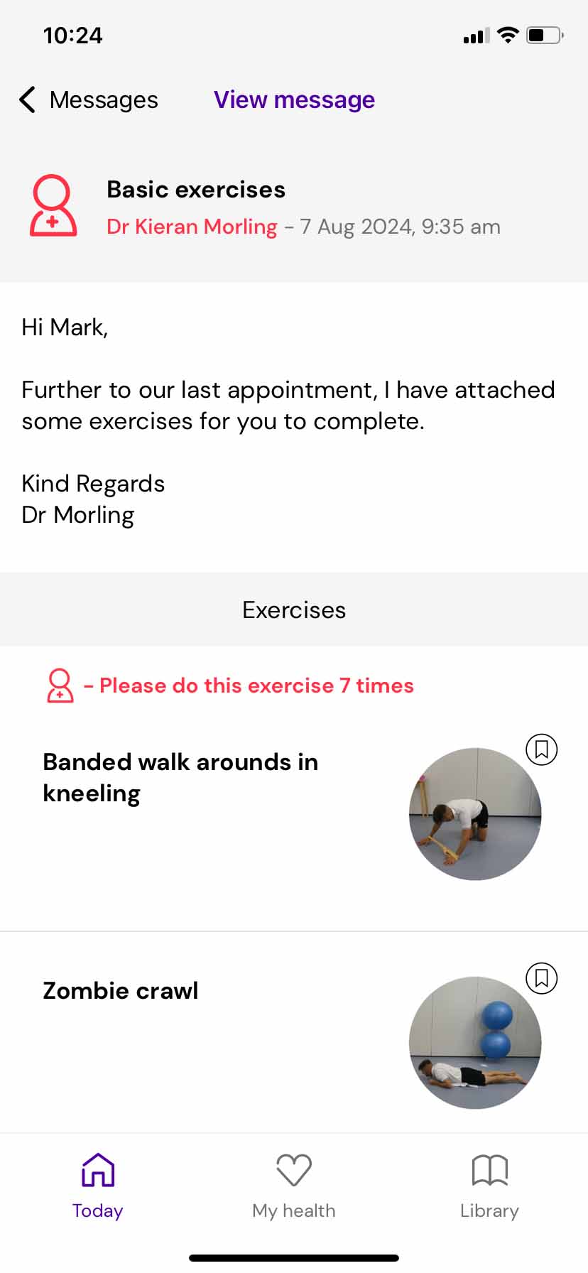 MSK app - basic exercises