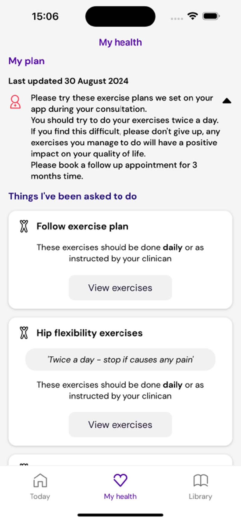 Patient app - My Plan