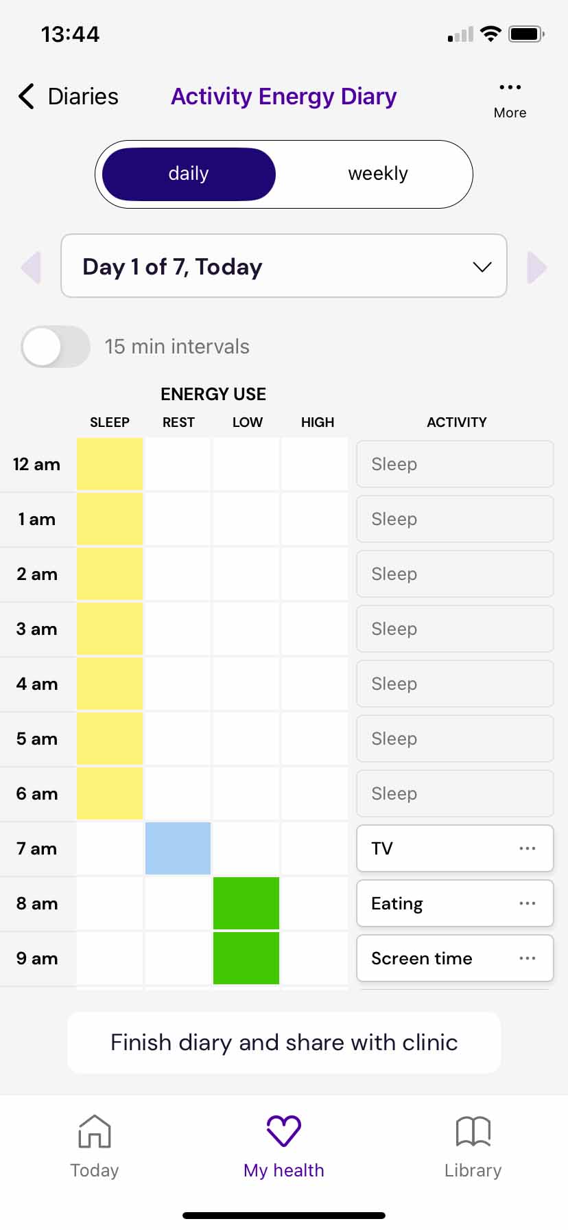 ME Activity Energy Diary