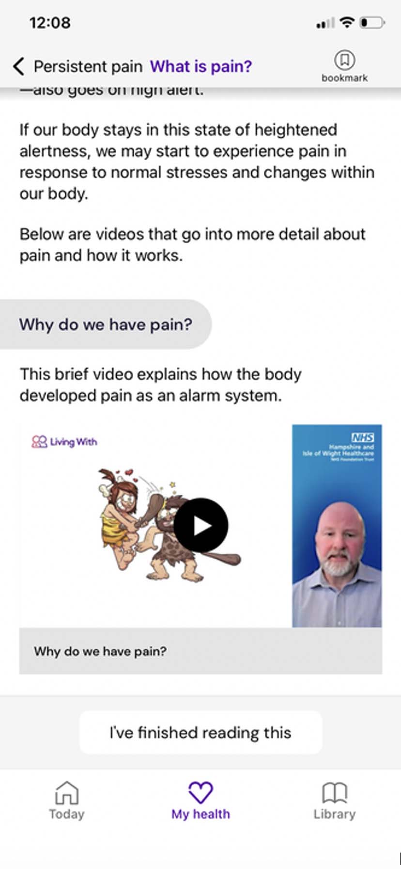 Living With app screenshot - What is pain?
